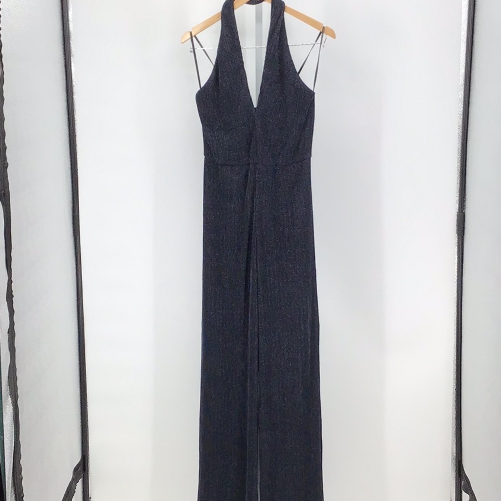 Black Halo Black Sparkle Halter Jumpsuit